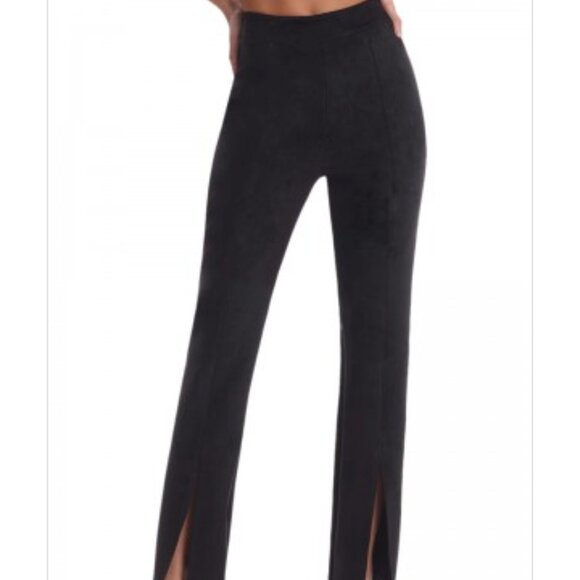 NWT COMMANDO FAUX SUEDE SPLIT FRONT Women's Pants SZ Large Black Pull On Stretch - Picture 1 of 9